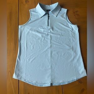 Beyln Key Womens Sleeveless Polo Light Blue Medium